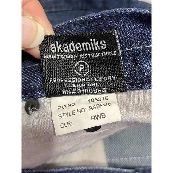 Akademiks Jeans Mens 34x29 Dark Blue Tailored Fit Dark Wash Denim Pants - Picture 5 of 13